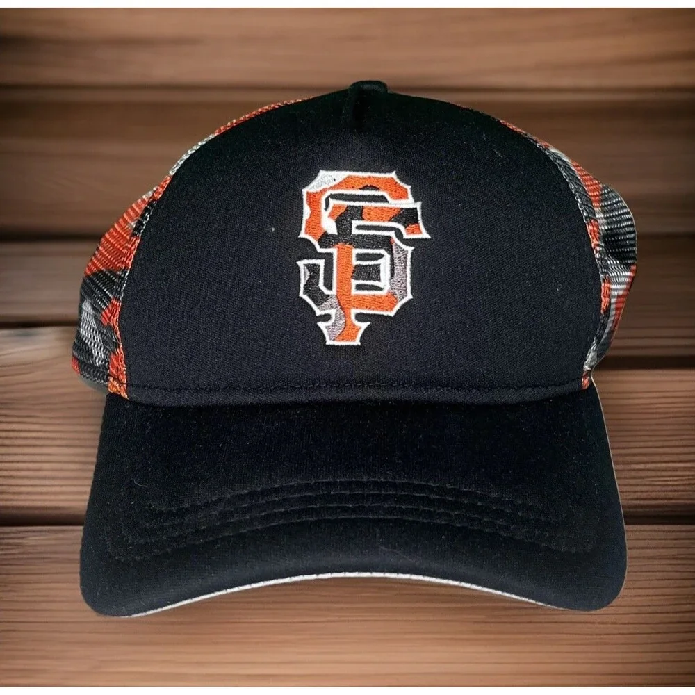 San Francisco Giants Hat MLB New Era Black Camo Snapback Trucker Cap Womens OSFM